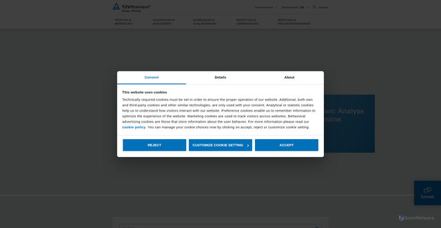 Security scan screenshot of https://www.tuv.com/germany/de/