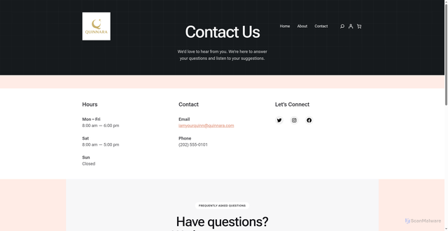 Security scan screenshot of https://quinnara.com/contact/