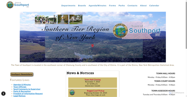 Security scan screenshot of https://townofsouthportny.gov/