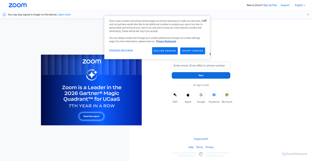 Security scan screenshot of https://docs.zoom.us
