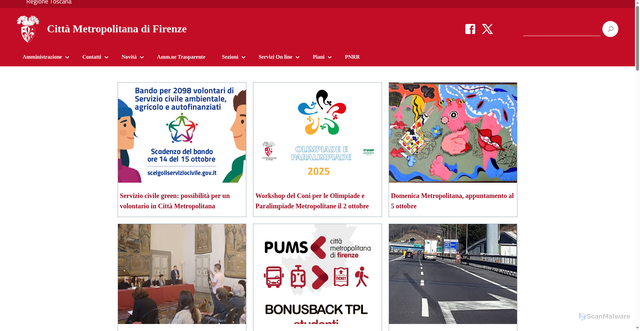 Security scan screenshot of https://www.cittametropolitana.fi.it/