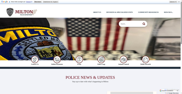 Security scan screenshot of https://miltonmapolice.gov/