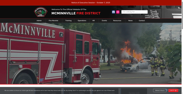 Security scan screenshot of https://mcminnvillefiredistrict.gov/