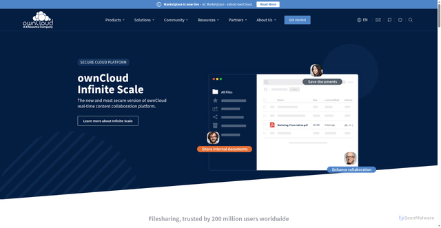 Security scan screenshot of https://owncloud.com