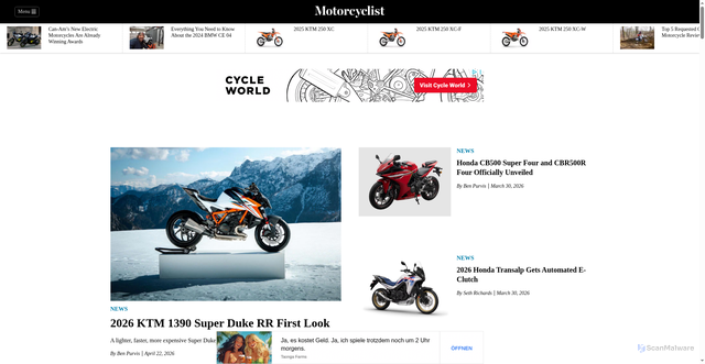 Security scan screenshot of https://www.motorcyclistonline.com/