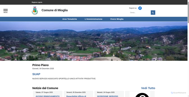 Security scan screenshot of https://www.comune.mioglia.sv.it/