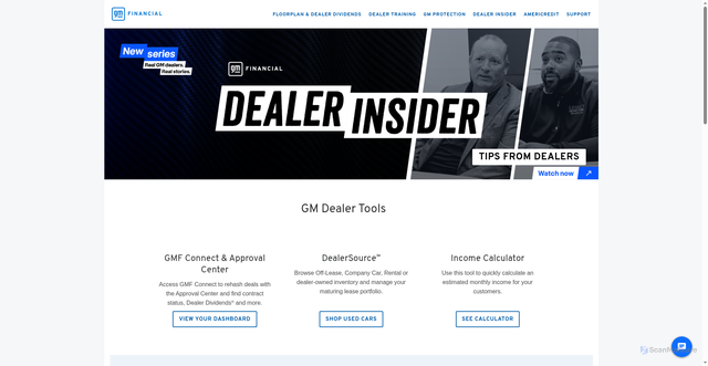 Security scan screenshot of https://dealers.gmfinancial.com