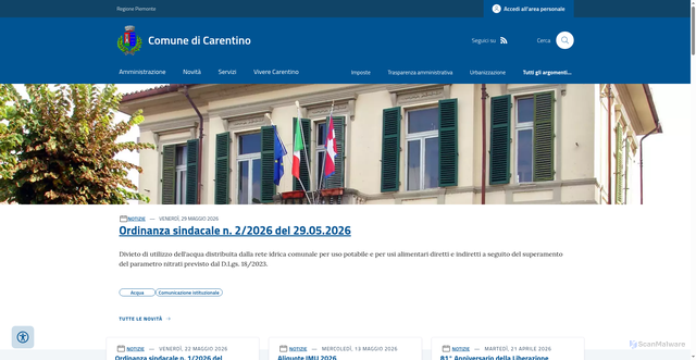 Security scan screenshot of https://www.comune.carentino.al.it