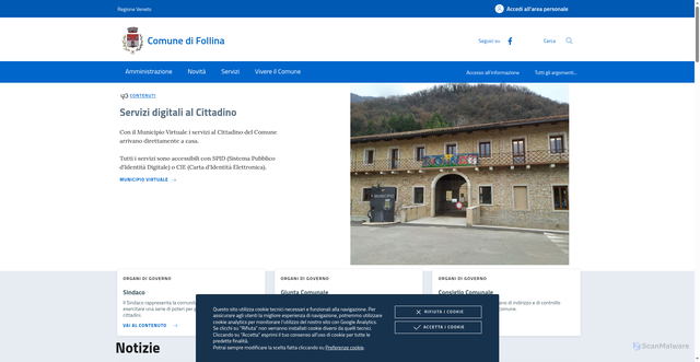 Security scan screenshot of https://www.comune.follina.tv.it/