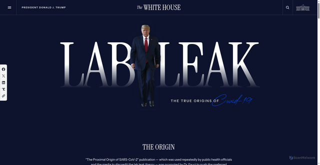 Security scan screenshot of https://www.whitehouse.gov/lab-leak-true-origins-of-covid-19/