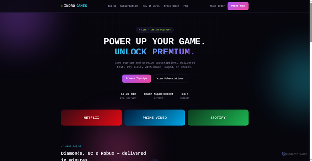 Security scan screenshot of https://indrogameshop.store/