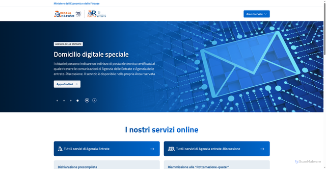 Security scan screenshot of https://www.agenziaentrate.gov.it/portale/