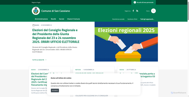Security scan screenshot of https://www.comune.sancassiano.le.it/