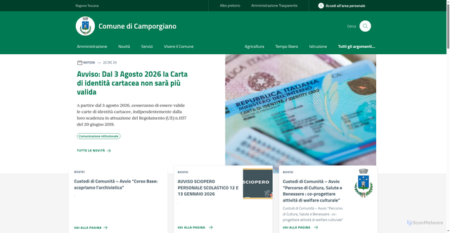 Security scan screenshot of https://www.comune.camporgiano.lu.it/