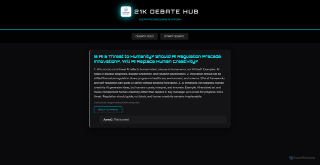 Security scan screenshot of https://21kdebateclub-idxq568u9n.edgeone.app/