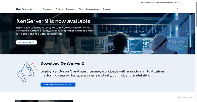 Security scan screenshot of https://xenserver.com