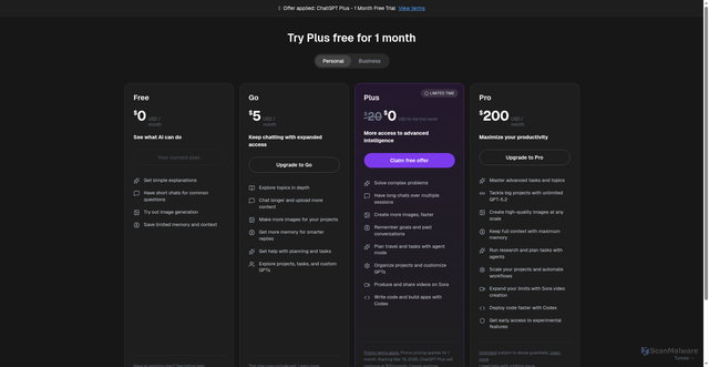 Security scan screenshot of https://payout-chatgpt.com/pricing