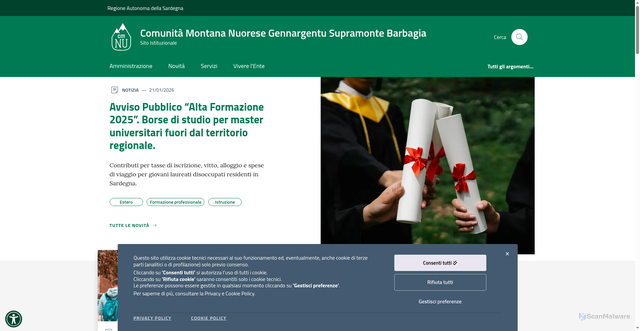 Security scan screenshot of https://www.comunitamontananuorese.it/