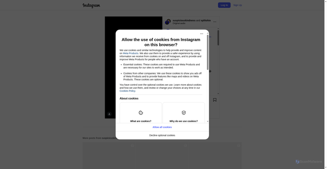Security scan screenshot of https://www.instagram.com/reel/DPPj2uajVnv/