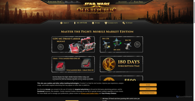 Security scan screenshot of https://www.swtor.com/buy
