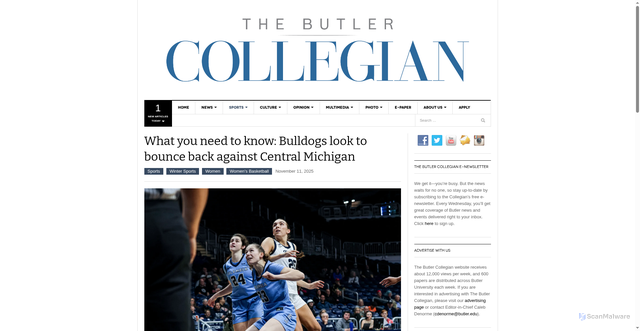 Security scan screenshot of https://thebutlercollegian.com/2025/11/what-you-need-to-know-bulldogs-look-to-bounce-back-against-central-michigan/