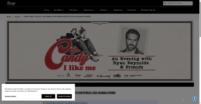 Security scan screenshot of https://www.kingstheatre.com/events/john-candy-wednesday/