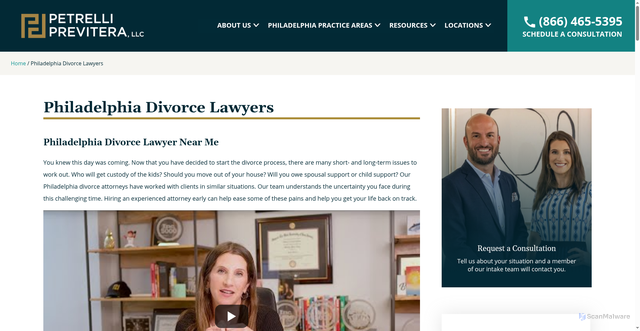 Security scan screenshot of https://www.petrellilaw.com/philadelphia-divorce-lawyer/