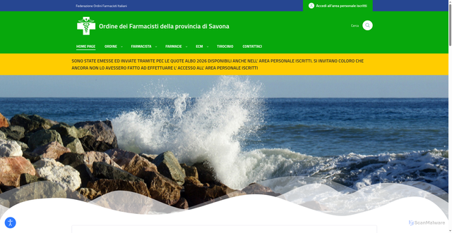 Security scan screenshot of https://www.ordinefarmacistisavona.it
