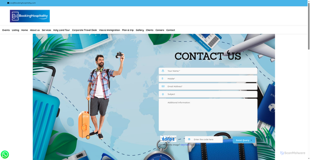 Security scan screenshot of https://bookinghospitality.com/contact
