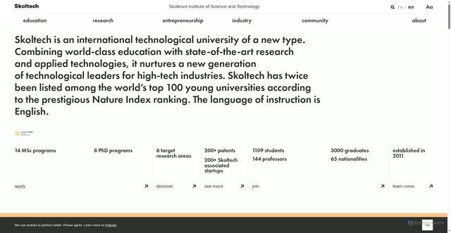 Security scan screenshot of https://skoltech.ru