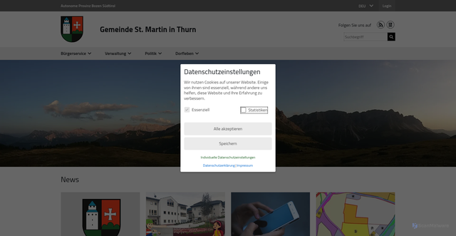 Security scan screenshot of https://www.comune.sanmartinoinbadia.bz.it/de