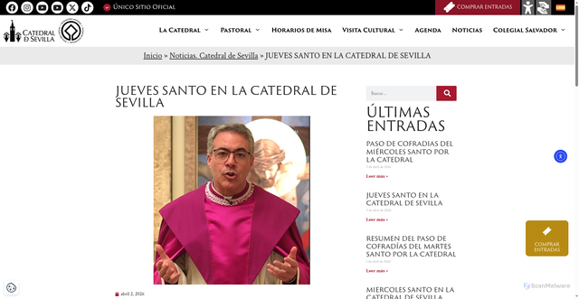 Security scan screenshot of https://www.catedraldesevilla.es/jueves-santo-en-la-catedral-de-sevilla-2/