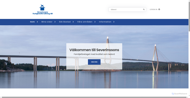 Security scan screenshot of https://severinssons.se