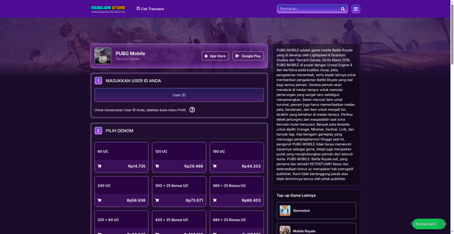 Security scan screenshot of https://rebelionstore.com/game/pubg-mobile?flashsale=N0k4dnBlcHFZUEluSGIwK1pBcFRvUGFIS1k5UnVZeE1PNjVJTUQ0Y3h1ZU15RWJNb3pqMFEvTVRqMFB1TllKdW1oVjFWN01hMGs0R2hoOWJmVFlNemc9PQ==