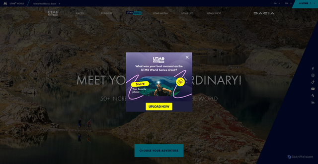 Security scan screenshot of https://utmb.world