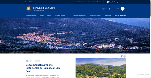 Security scan screenshot of https://www.comune.sansosti.cs.it/