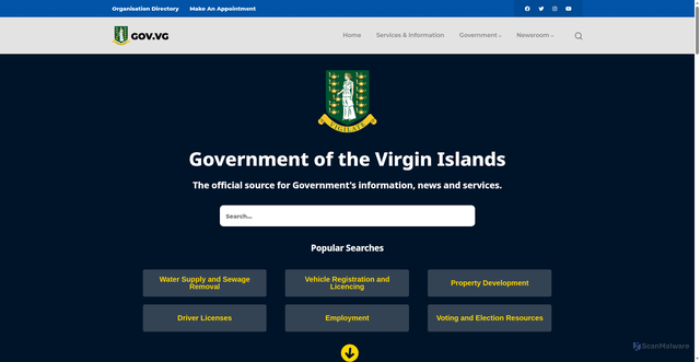 Security scan screenshot of https://bvi.gov.vg