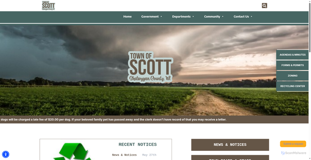 Security scan screenshot of https://townofscottsheboyganwi.gov/