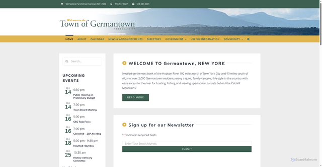 Security scan screenshot of https://germantownny.gov/