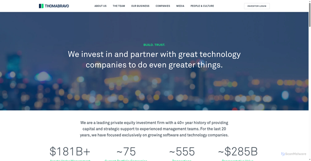 Security scan screenshot of https://www.thomabravo.com/