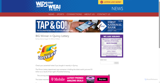 Security scan screenshot of https://wlds.com/big-winner-in-quincy-lottery/