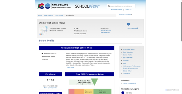Security scan screenshot of https://www.cde.state.co.us/schoolview/explore/profile/3100/9672