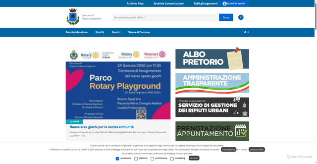 Security scan screenshot of https://www.comune.nocera-superiore.sa.it/