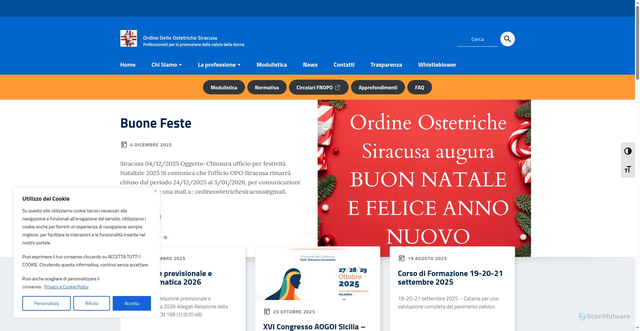 Security scan screenshot of https://www.ordineostetrichesiracusa.it/