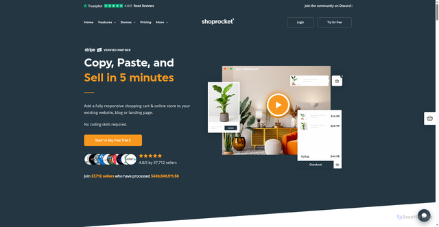Security scan screenshot of https://shoprocket.io
