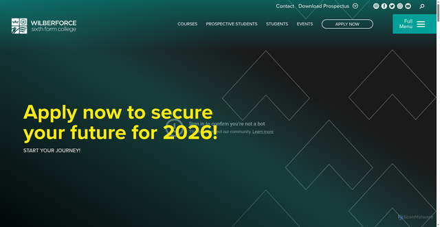 Security scan screenshot of https://wilberforce.ac.uk/