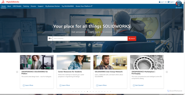 Security scan screenshot of https://my.solidworks.com