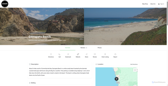 Security scan screenshot of https://www.roadsidesecrets.com/listing/garrapata-beach/
