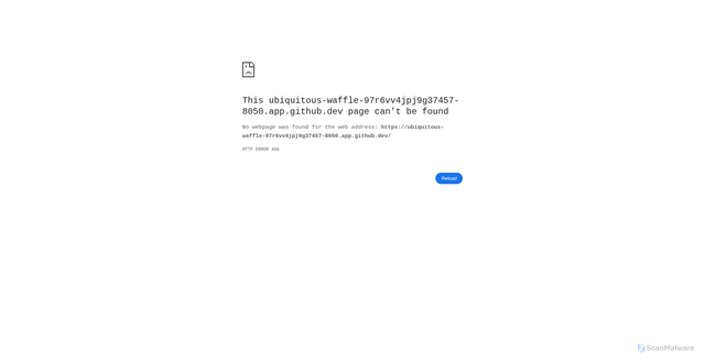 Security scan screenshot of https://ubiquitous-waffle-97r6vv4jpj9g37457-8050.app.github.dev