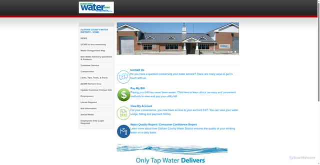 Security scan screenshot of https://www.oldhamcountywaterky.gov/